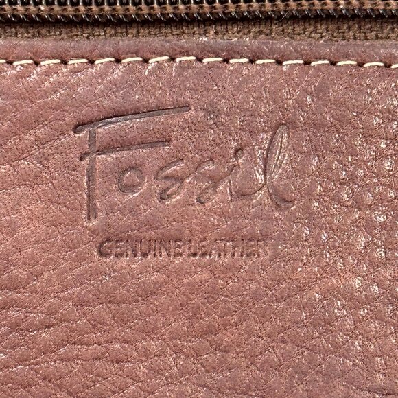 Fossil Brown Retro Boho Diagonal Suede & Leather & Patent Clutch Wallet VGUC - Picture 8 of 14